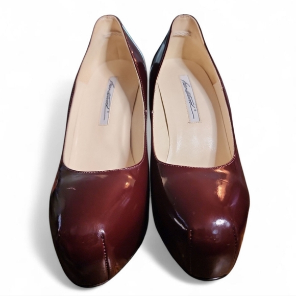 Brian Atwood MANIAC Patent Leather Glass Platform Heels Pumps Shoe Deep Burgundy - Picture 2 of 12